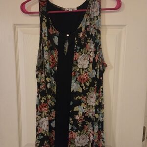 Faith and Joy Floral Sleeveless Blouse - Black and Multicolor